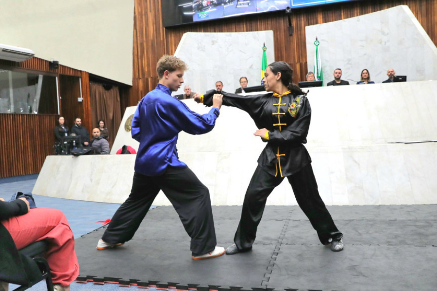 Assembleia do Paraná homenageia mestres e atletas que promovem o kung fu no estado